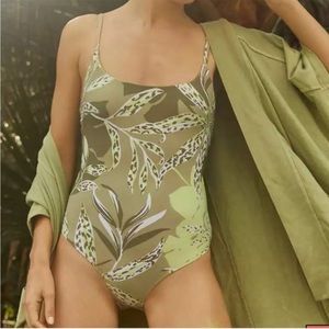 Aerie Offline Real Me Printed Ruched Scoop One Piece Medium Long